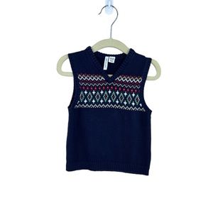 Janie and Jack Navy Blue Sweater vest Christmas print Size 18-24 months